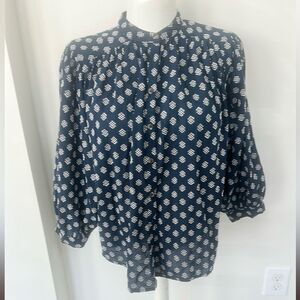Anthropologie Batwing Textured Full Button Blouse S